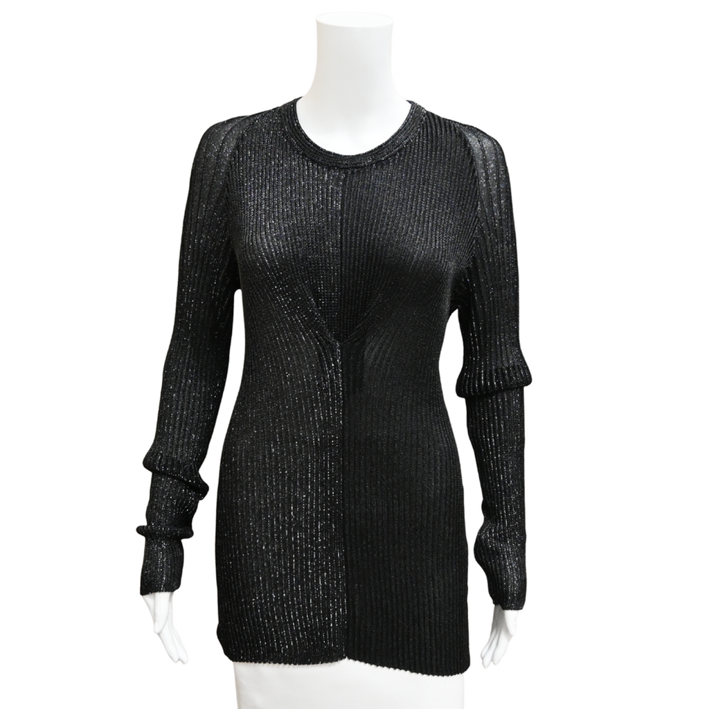 Re-Edition Black Metallic Rib-Knit Sweater – Clotheshorse Anonymous