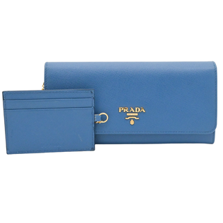 PRADA | Blue Large Saffiano Leather Wallet