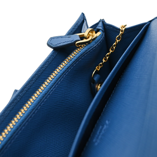 PRADA | Blue Large Saffiano Leather Wallet