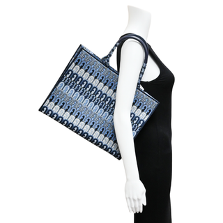 FURLA | Toni Blue Denim Monogram Canvas Tote Bag