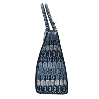 FURLA | Toni Blue Denim Monogram Canvas Tote Bag