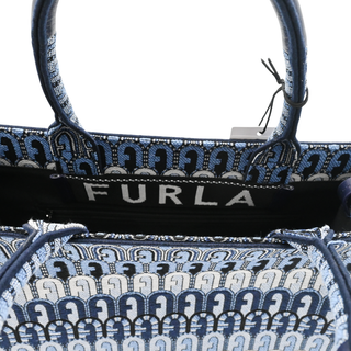 FURLA | Toni Blue Denim Monogram Canvas Tote Bag