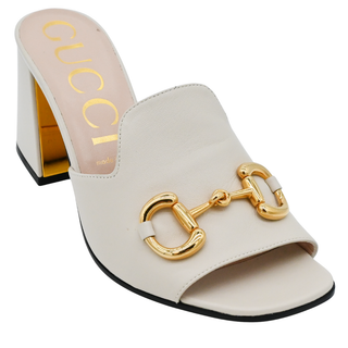 GUCCI | Ivory Baby Horsebit Heeled Mules