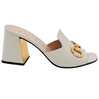 GUCCI | Ivory Baby Horsebit Heeled Mules