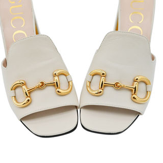 GUCCI | Ivory Baby Horsebit Heeled Mules