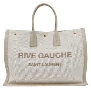 SAINT LAURENT | Beige Canvas Rive Gauche Tote Bag