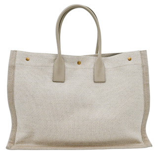 SAINT LAURENT | Beige Canvas Rive Gauche Tote Bag