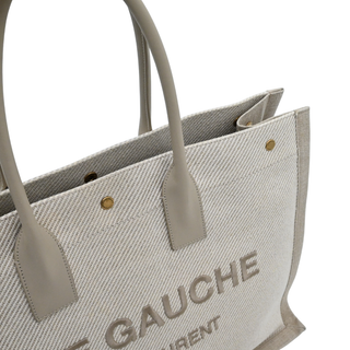 SAINT LAURENT | Beige Canvas Rive Gauche Tote Bag