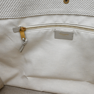 SAINT LAURENT | Beige Canvas Rive Gauche Tote Bag