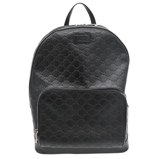 GUCCI | Black GG Emblem Monogram Leather Backpack