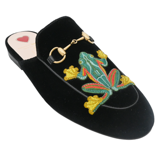 GUCCI | Princetown Frog Velvet Loafer Slippers