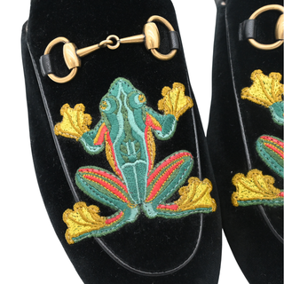GUCCI | Princetown Frog Velvet Loafer Slippers
