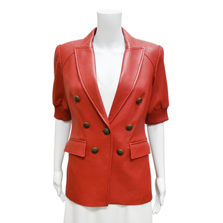 VERONICA BEARD | Edra Red Leather Dickey Jacket