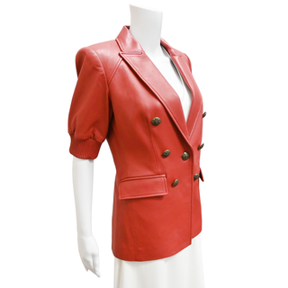 VERONICA BEARD | Edra Red Leather Dickey Jacket