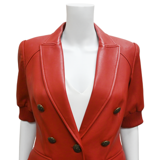 VERONICA BEARD | Edra Red Leather Dickey Jacket
