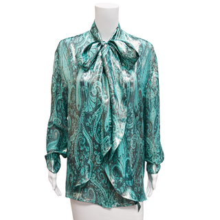 ETRO | Turquoise Metallic Paisley Print Blouse