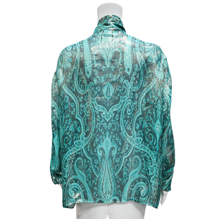 ETRO | Turquoise Metallic Paisley Print Blouse