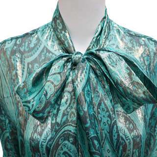 ETRO | Turquoise Metallic Paisley Print Blouse
