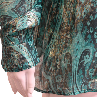 ETRO | Turquoise Metallic Paisley Print Blouse