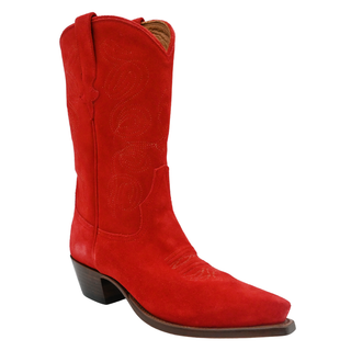 MIRON CROSBY | Sally Scarlet Suede Midi Western Booties