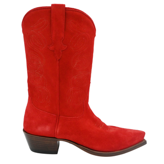 MIRON CROSBY | Sally Scarlet Suede Midi Western Booties