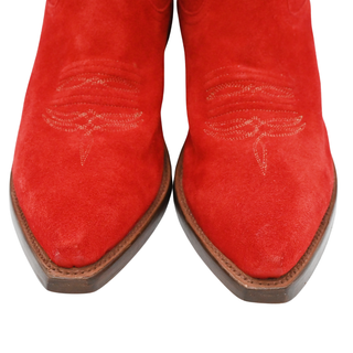 MIRON CROSBY | Sally Scarlet Suede Midi Western Booties