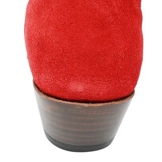MIRON CROSBY | Sally Scarlet Suede Midi Western Booties