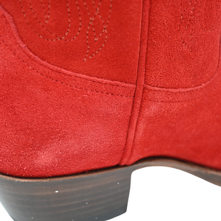 MIRON CROSBY | Sally Scarlet Suede Midi Western Booties