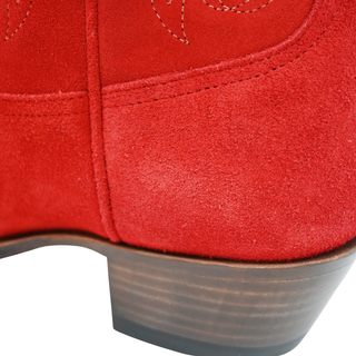 MIRON CROSBY | Sally Scarlet Suede Midi Western Booties
