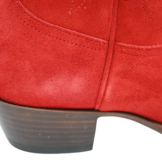 MIRON CROSBY | Sally Scarlet Suede Midi Western Booties
