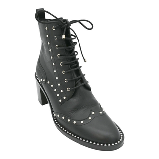 JIMMY CHOO | Hannah Studded Black Leather Booties