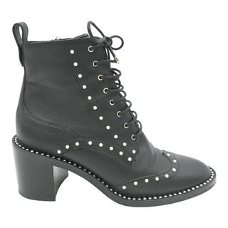 JIMMY CHOO | Hannah Studded Black Leather Booties