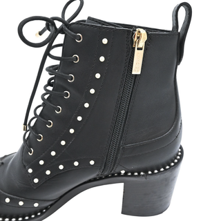 JIMMY CHOO | Hannah Studded Black Leather Booties