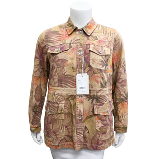 MARINA RINALDI | Hazelnut Brown Floral Denim Jacket