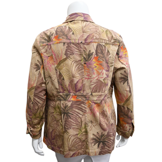 MARINA RINALDI | Hazelnut Brown Floral Denim Jacket