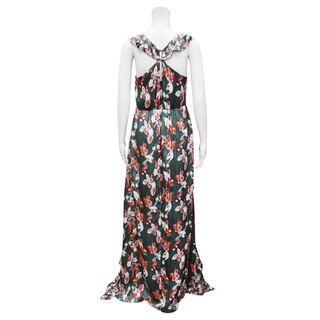 TANYA TAYLOR | Oksana Hunter Green Silk Floral Dress