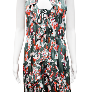 Oksana Hunter Green Silk Floral Dress