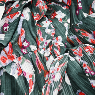 Oksana Hunter Green Silk Floral Dress