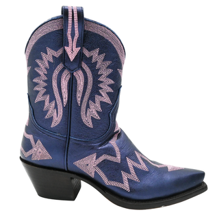 MIRON CROSBY | Navy Blue Metallic Cowgirl Ankle Booties