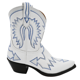 MIRON CROSBY | Maggie White & Blue Leather Cowgirl Ankle Booties