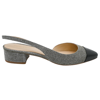 VERONICA BEARD | Cecile Silver Lurex Cap-Toe Slingbacks