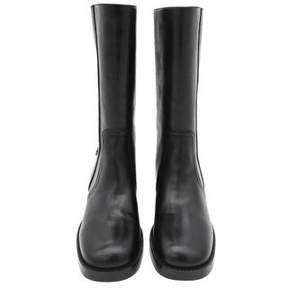 CHRISTIAN DIOR | Button-Accent Black Leather Riding Boots