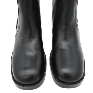 CHRISTIAN DIOR | Button-Accent Black Leather Riding Boots