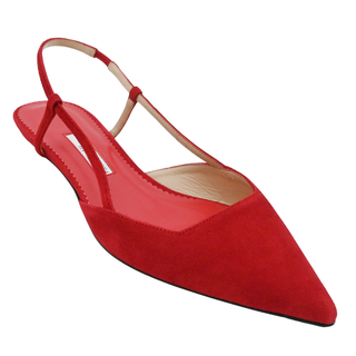 CAROLINA HERRERA | Lacquer Red Suede Slingback Kitten Heels