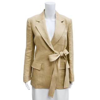 CHLOE | Corduroy-Effect Linen Wrap Blazer