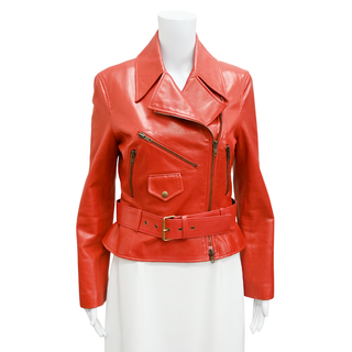 CELINE | Red Leather Moto Jacket
