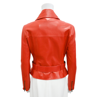 CELINE | Red Leather Moto Jacket