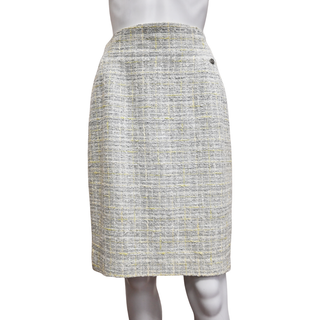 CHANEL | Metallic Gray Tweed Skirt