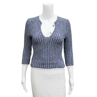 CHANEL | Blue Crochet Knit Sweater