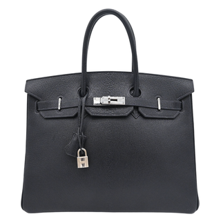 HERMES | Midnight Navy Bi-Color Leather Birkin 35 Bag